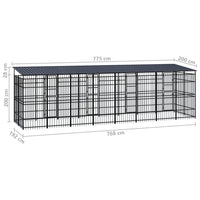 Outdoor Dog Kennel with Roof Steel 14.75 m²