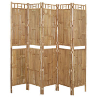 5-Panel Room Divider Bamboo 200x180 cm