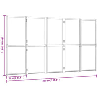 5-Panel Room Divider Cream White 350x180 cm
