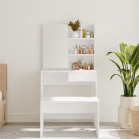 Dressing Table with Mirror White 74.5x40x141 cm