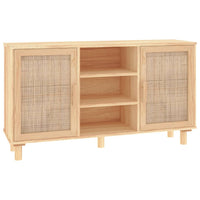 Sideboard Brown 105x30x60 cm Solid Wood Pine and Natural Rattan