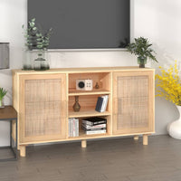 Sideboard Brown 105x30x60 cm Solid Wood Pine and Natural Rattan