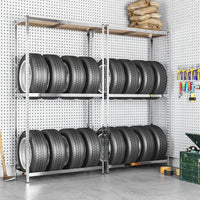 2-Layer Tire Racks 2 pcs Silver 110x40x180 cm Steel