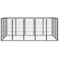 16-Panel Dog Playpen Black 50x100 cm Powder-coated Steel