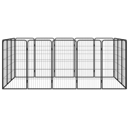 16-Panel Dog Playpen Black 50x100 cm Powder-coated Steel