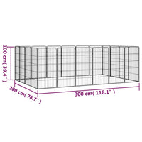 20-Panel Dog Playpen Black 50x100 cm Powder-coated Steel