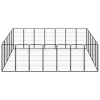 24-Panel Dog Playpen Black 50x100 cm Powder-coated Steel