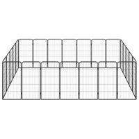 24-Panel Dog Playpen Black 50x100 cm Powder-coated Steel