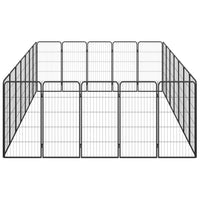 24-Panel Dog Playpen Black 50x100 cm Powder-coated Steel