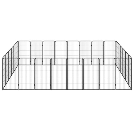 28-Panel Dog Playpen Black 50x100 cm Powder-coated Steel