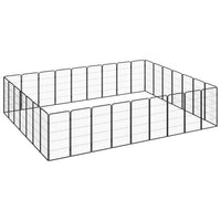 32-Panel Dog Playpen Black 50x100 cm Powder-coated Steel