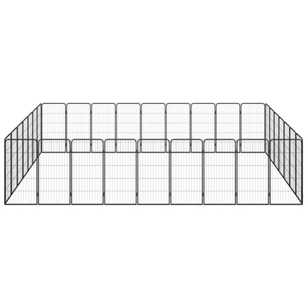 32-Panel Dog Playpen Black 50x100 cm Powder-coated Steel