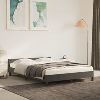 Bed Frame with Headboard Dark Grey 153x203 cm queen Velvet