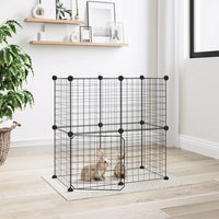 12-Panel Pet Cage with Door Black 35x35 cm Steel