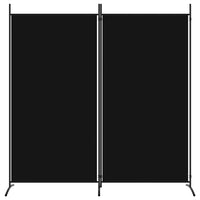 2-Panel Room Divider Black 175x180 cm Fabric