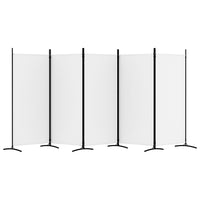 5-Panel Room Divider White 433x180 cm Fabric