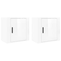 Wall-mounted Bedside Cabinets 2 pcs High Gloss White 50x30x47cm
