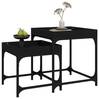 Side Tables 2 pcs Black Engineered Wood