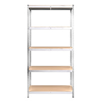 5-Layer Heavy-duty Shelves 2 pcs Silver Steel and Engineered Wood