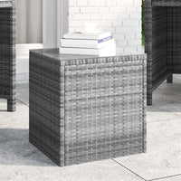 Side Table Grey 40x37x40.5 cm Poly Rattan and Tempered Glass