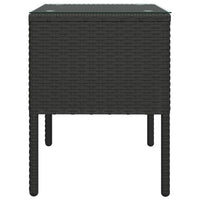 Side Table Black 53x37x48 cm Poly Rattan and Tempered Glass