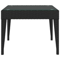 Side Table Black 50x50x38 cm Poly Rattan and Tempered Glass