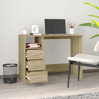 Desk with Drawers Sonoma Oak 102x50x76 cm Engineered Wood