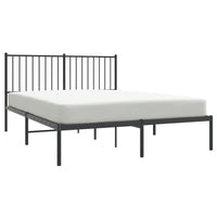 Metal Bed Frame with Headboard Black 137x187 cm Double