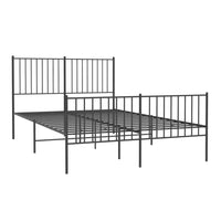 Metal Bed Frame with Headboard and Footboard Black 137x187 cm Double