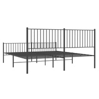 Metal Bed Frame with Headboard and Footboard Black 183x203 cm King