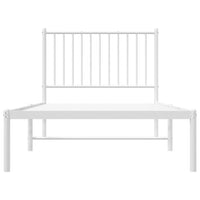 Metal Bed Frame with Headboard White 92x187 cm Single