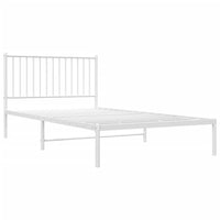 Metal Bed Frame with Headboard White 107x203 cm