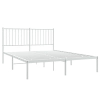 Metal Bed Frame with Headboard White 137x187 cm Double