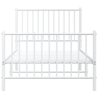 Metal Bed Frame with Headboard and Footboard White 92x187 cm Single