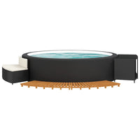 Hot Tub Surround Black Poly Rattan and Solid Wood Acacia