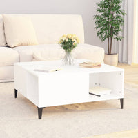 Coffee Table White 80x80x36.5 cm Engineered Wood