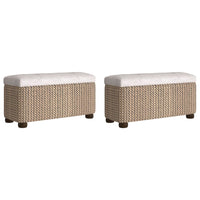Storage Benches 2 pcs with Grey Cushion 69 cm Cattail