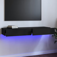 TV Cabinet with LED Lights Black 120x35x15.5 cm