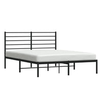 Metal Bed Frame with Headboard Black 153x203 cm queen