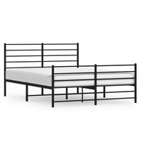 Metal Bed Frame with Headboard and Footboard Black 153x203 cm queen