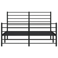 Metal Bed Frame with Headboard and Footboard Black 153x203 cm queen