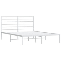 Metal Bed Frame with Headboard White 153x203 cm queen