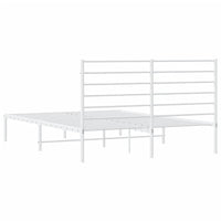 Metal Bed Frame with Headboard White 153x203 cm queen