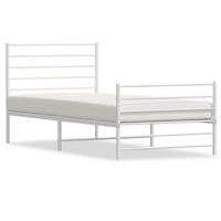 Metal Bed Frame with Headboard and Footboard White 107x203 cm King Single Size