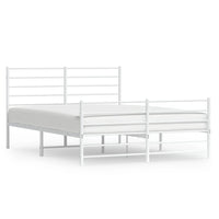 Metal Bed Frame with Headboard and Footboard White 153x203 cm queen