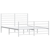 Metal Bed Frame with Headboard and Footboard White 153x203 cm queen