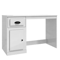 Desk with Drawer High Gloss White 115x50x75 cm Engineered Wood