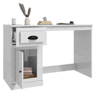 Desk with Drawer High Gloss White 115x50x75 cm Engineered Wood