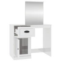 Dressing Table with Mirror High Gloss White 90x50x132.5 cm Engineered Wood