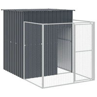 Dog House with Run Anthracite 165x251x181 cm Galvanised Steel